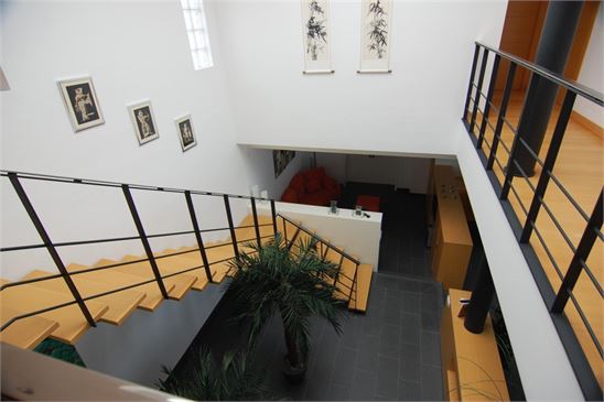 Light from the skylight illuminates the villa